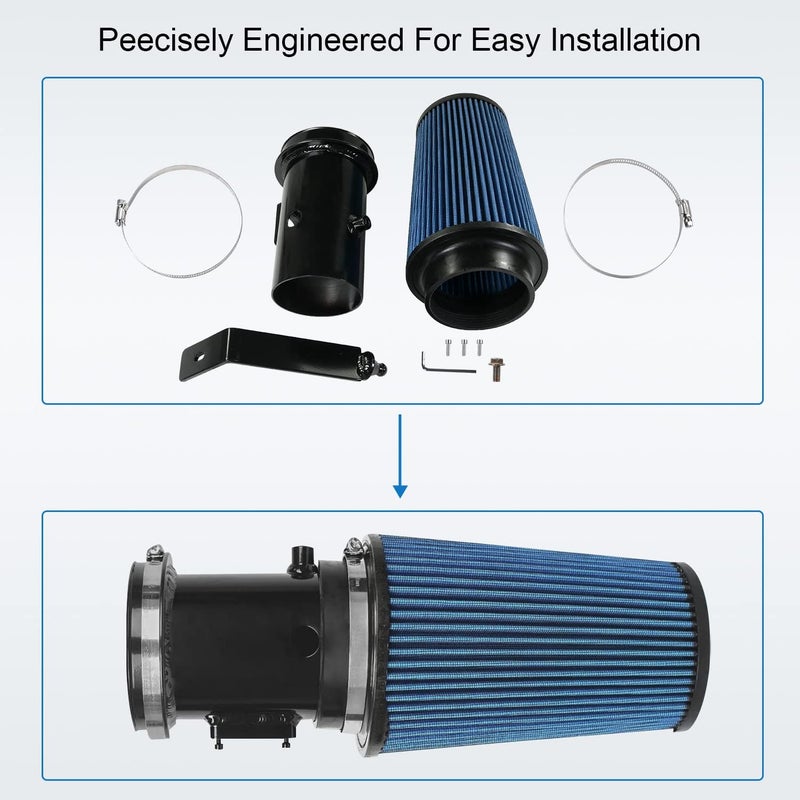 LDMINDA Cold Air Intake Kit 6.4 Diesel Filter System Air Intake Pipe with Oiled Filter Replacement for 2008-2010 Ford F-250 F-350 F-450 Super Duty Power stroke Diesel Engine 6.4L - Image 4
